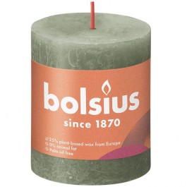 Bolsius olijfgroen rustiek stompkaars 80/68 (35 uur) Eco Shine Fresh Oliv