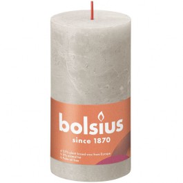Bolsius lichtgrijs rustiek stompkaarsen 130/68 (60 uur) Eco Shine Sandy Grey
