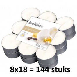 144 stuks Bolsius french vanilla geurtheelichtjes