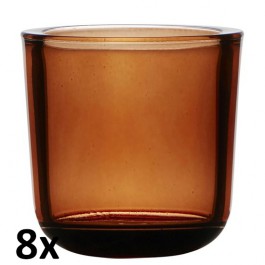 8 stuks bruin refill houders 75/75 van glas