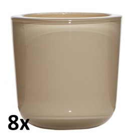 8 stuks cappuccino bruine refill houders 75/75 van glas