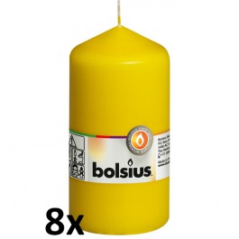 8 stuks geel stompkaarsen 130/70 van Bolsius extra goedkoop in een voordeel verpakking