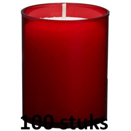 100 stuks Bolsius relight kaars in rood kunststof kaarsenhouder