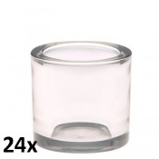 24 stuks robuust dik glas theelichthouders als voordeelverpakking