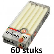 60 stuks Bolsius ivoor dinerkaarsen 230/20