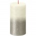 Bolsius rustiek stompkaarsen ivoor met vervaagd gelakt metalliek zilver 130/68 (60 uur) Sunset Fading Soft Pearl - Champagne